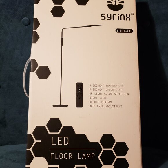 (New) Syrinx LED Floor Lamp with Remote (Black) - Picture 2 of 8